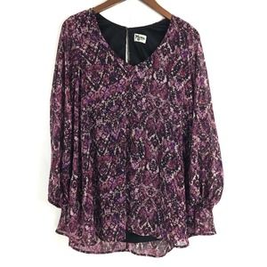 Show Me Your Mumu Women Top Small Pink Snake Skin Print Tunic Blouse Chiffon